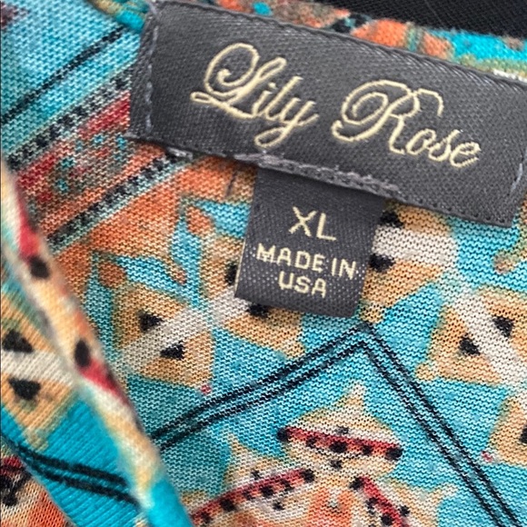 Lily Rose Blue Aztec Inspired Tie Front Tank - Picture 4 of 4